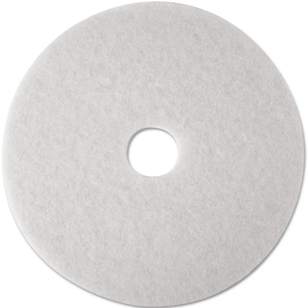 3M 27 in. Diameter Low-Speed Super Polishing Floor Pads 4100 - White (5/Carton)