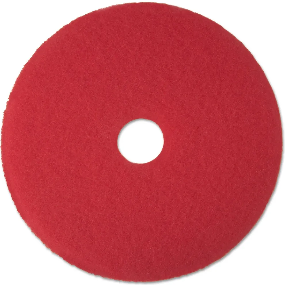 3M 14 in. Low-Speed Buffer Floor Pads - Red (5/Carton)