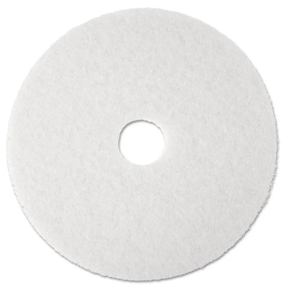 3M 17 in. Low-Speed Super Polishing Floor Pads - White (5/Carton)