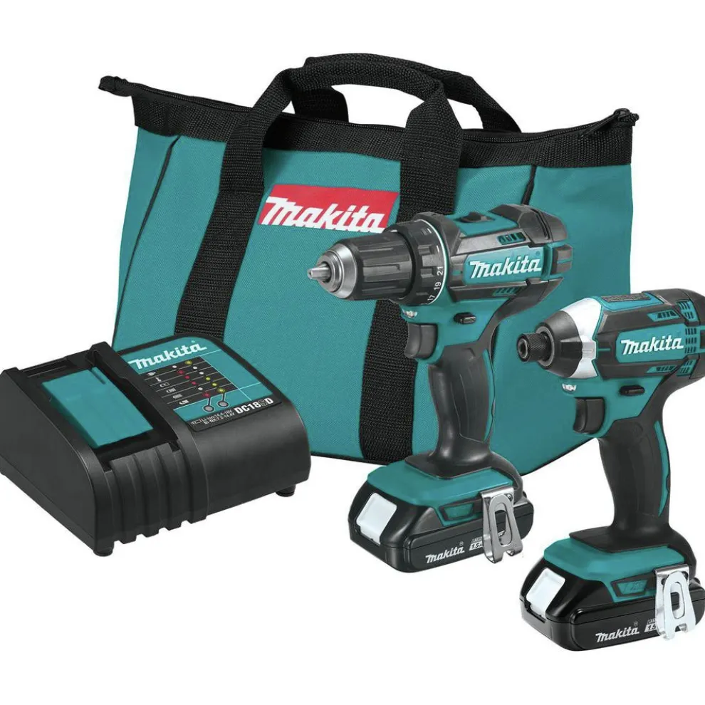 Makita 18V LXT Brushed Lithium-Ion 1/2 in. Cordless Drill Driver/1/4 in. Impact Driver Combo Kit (1.5 Ah)