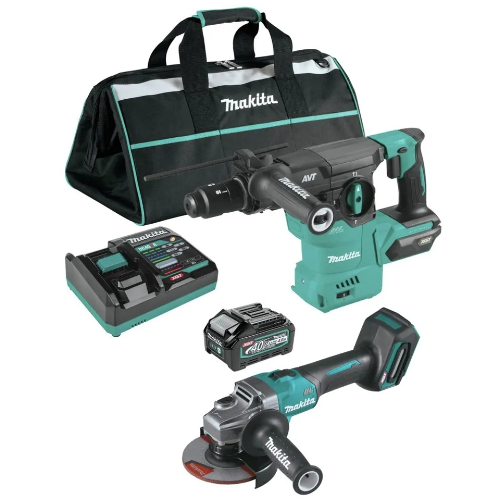 Makita 40V max XGT 1‑3/16 in. SDS‑Plus Rotary Hammer Kit with Interchangeable Chuck and 4‑1/2 in. / 5 in. Angle Grinder with Electric Brake Virtual Bundle