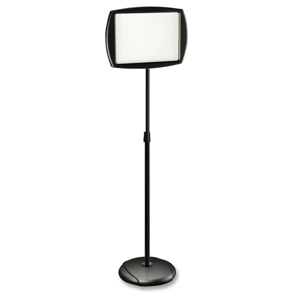 MasterVision 15 in. x 11 in. Board 66 in. High Steel Frame Floor Stand Rectangle Sign Holder - White/Black