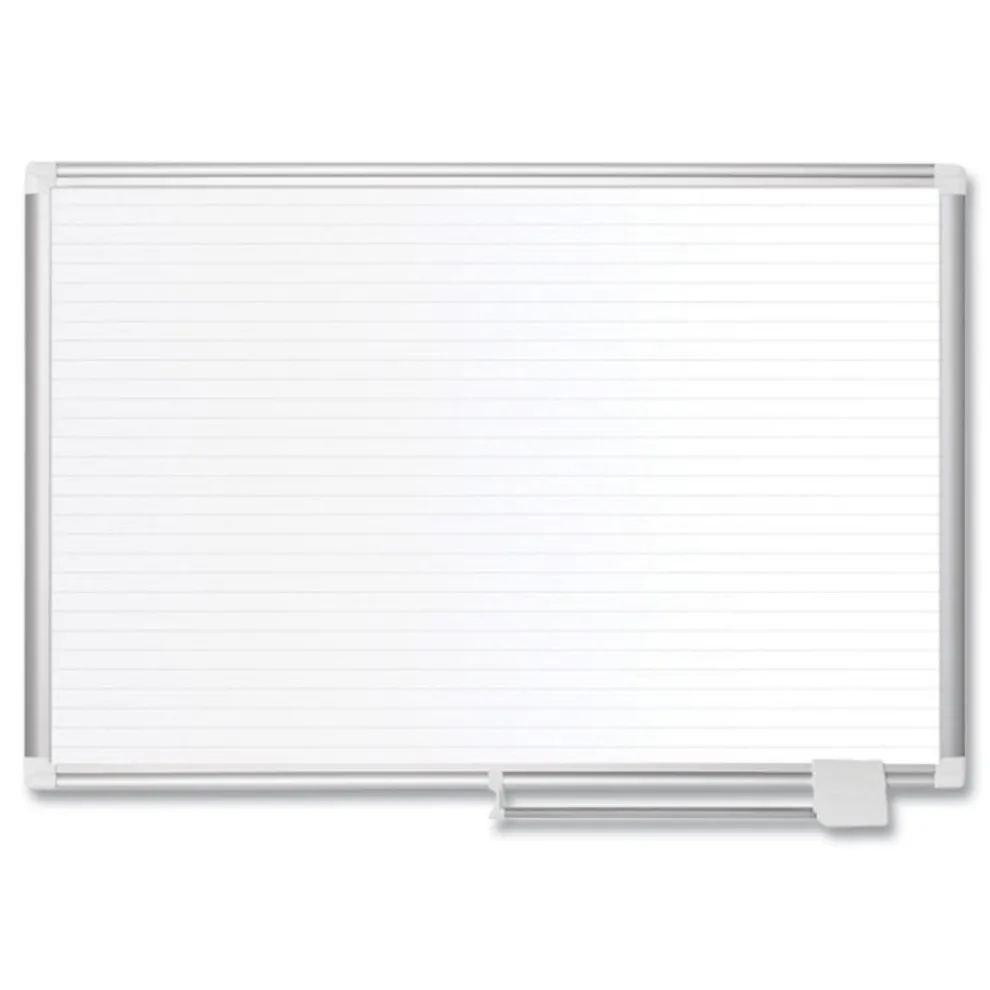 MasterVision 48 in. x 36 in. Ruled Magnetic Steel Dry Erase Planning Board - White Surface/Satin Aluminum Frame