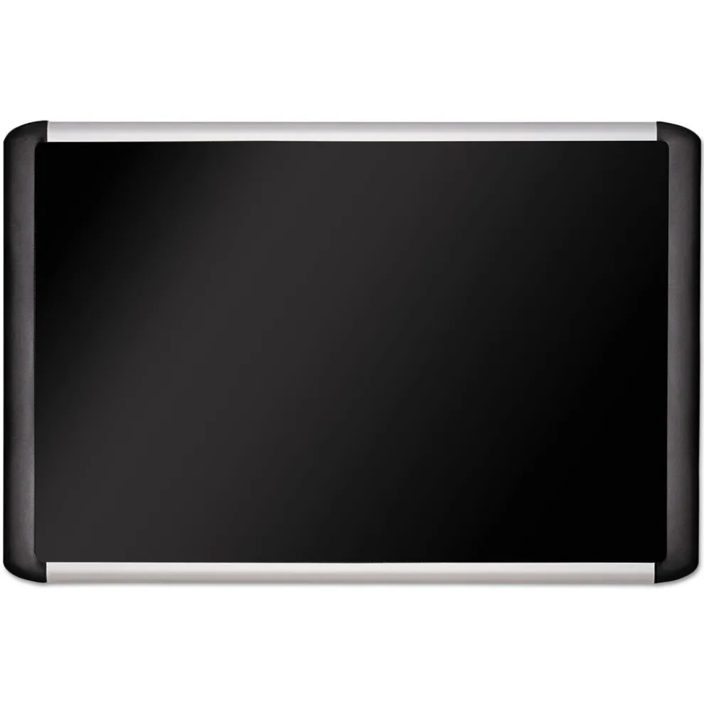 MasterVision 36 in. x 24 in. Soft-Touch Bulletin Board - Black Fabric Surface, Black Aluminum Frame