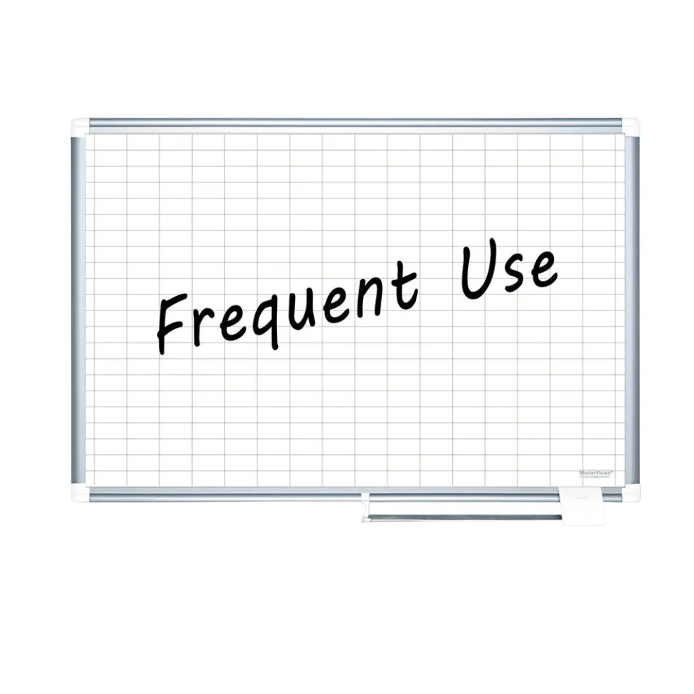 MasterVision 36 in. x 24 in. Gridded Magnetic Steel Dry Erase Project Planning Board - White Surface, Satin Aluminum Frame