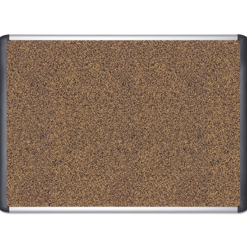 MasterVision 36 in. x 24 in. Tech Cork Board - Tan Surface/Silver/Black Aluminum Frame