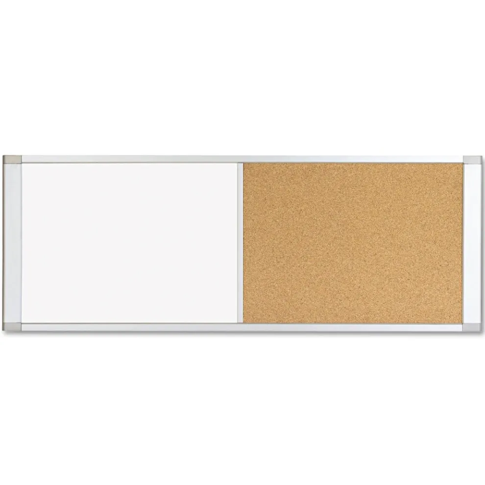 MasterVision 48 in. x 18 in. Combo Cubicle Workstation Dry Erase/Cork Board - Tan/White Surface, Aluminum Frame