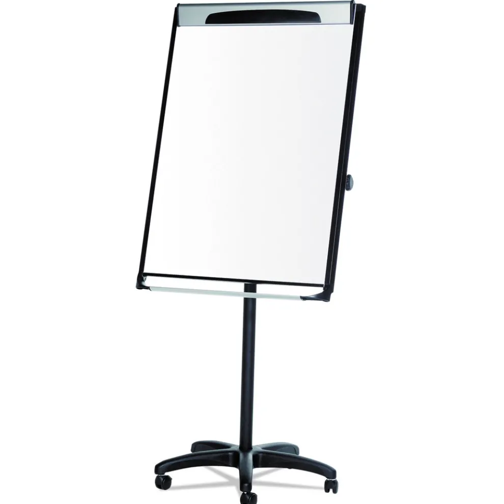 MasterVision 29 in. x 41 in. Platinum Mobile Easel - White Surface/Black Plastic Frame
