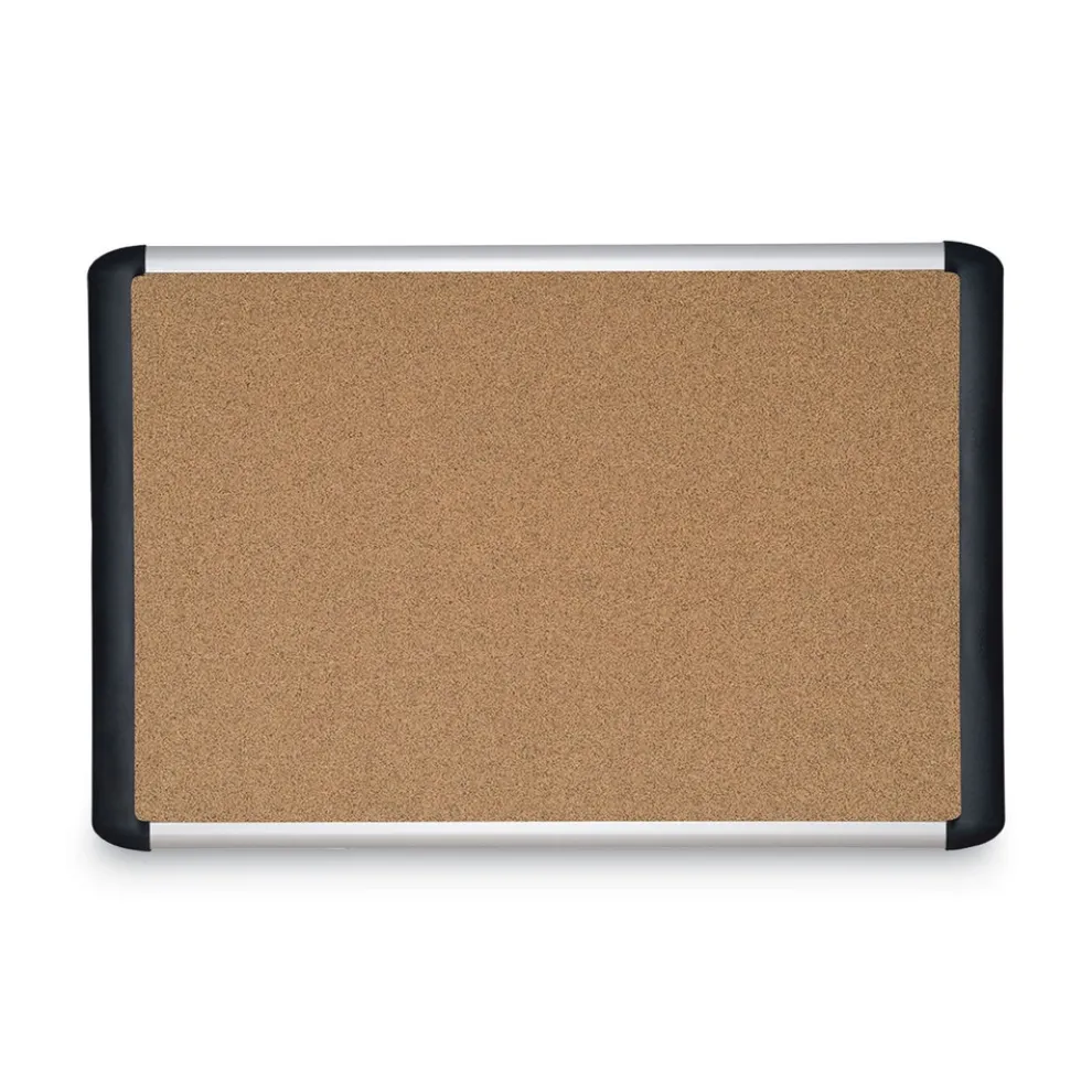 MasterVision 48 in. x 36 in. Tech Cork Board - Tan Surface, Silver/Black Aluminum Frame