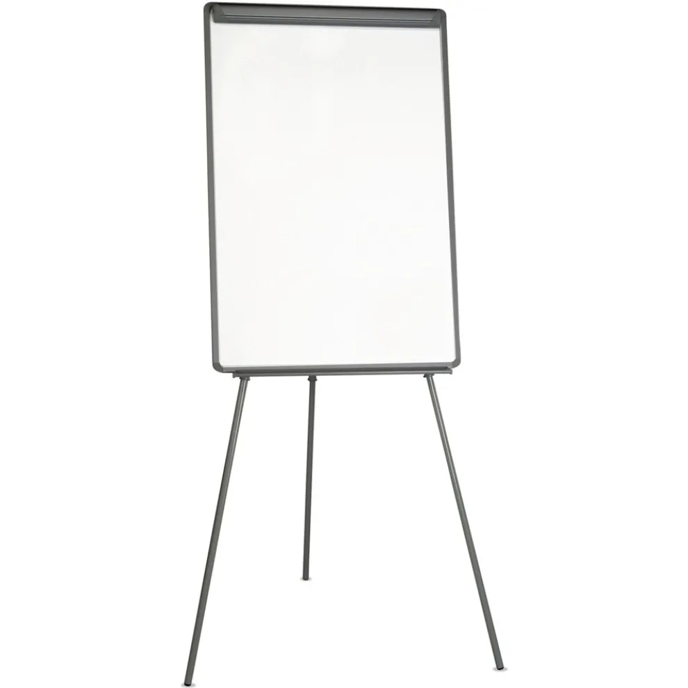 MasterVision 22.5 in. x 42 in. Basic Tripod Melamine Presentation Easel - White/Black