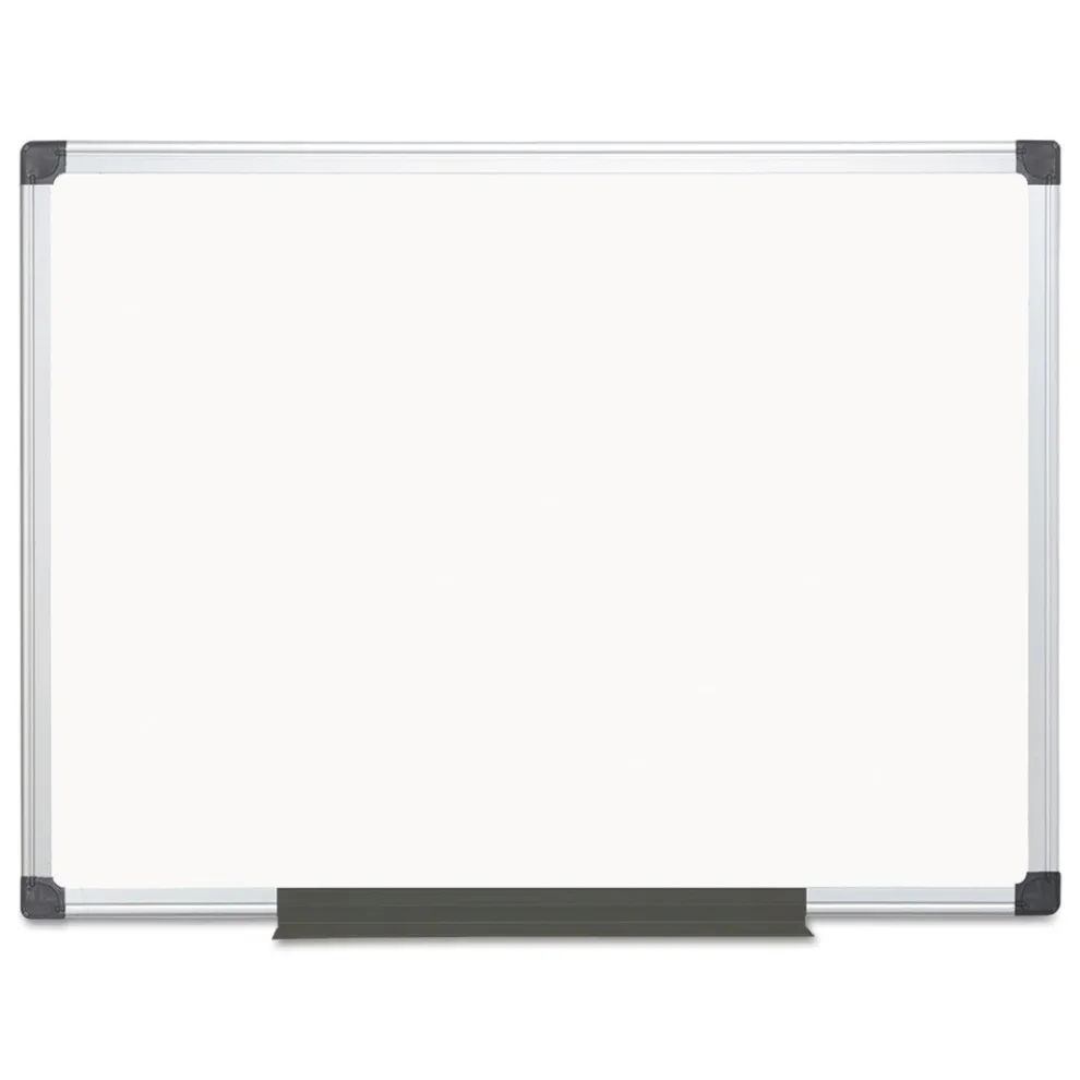 MasterVision 48 in. x 36 in. Value Lacquered Steel Magnetic Dry Erase Board - White Surface/Satin Aluminum Frame