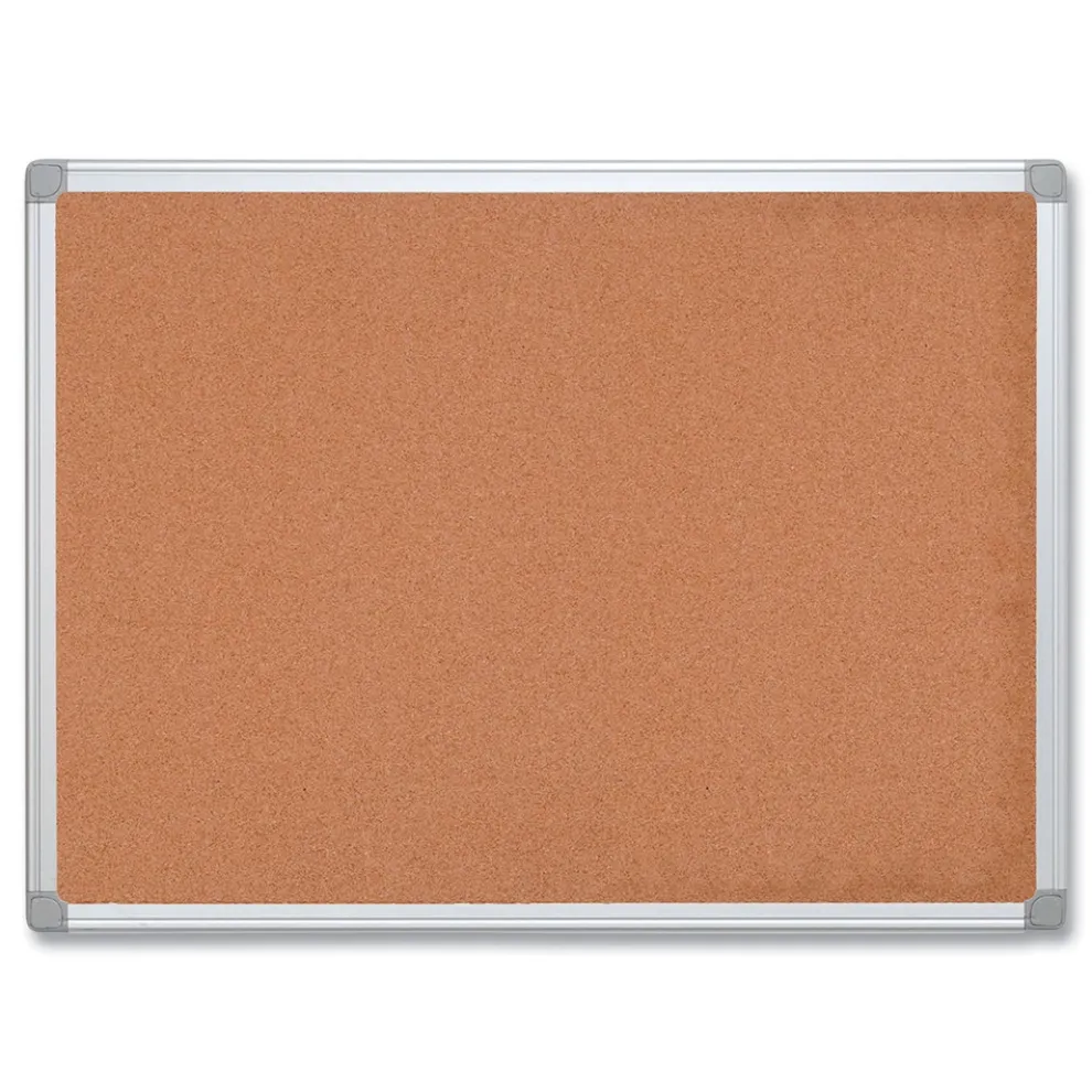 MasterVision Earth 24 in. x 18 in. Cork Board - Tan Surface/Satin Aluminum Frame