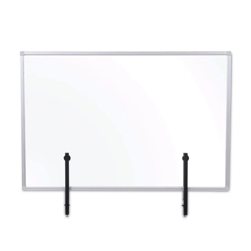 MasterVision Protector Series 40.9 in. x 0.16 in. x 27.6 in. Glass Aluminum Desktop Divider - Clear (1/Carton)