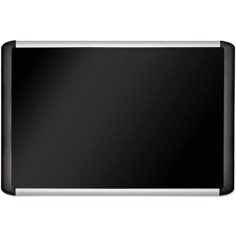MasterVision SoftTouch 48 in. x 36 in. Aluminum Frame Fabric Surface Bulletin Board - Black