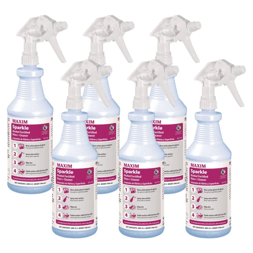 Maxim 32 oz. Bottle Safe-to-Ship RTU Sparkle Glass Cleaner (6/Carton)