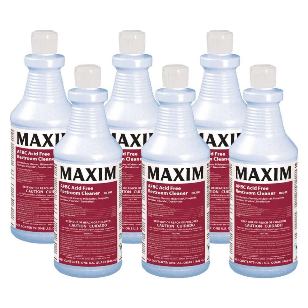 Maxim 32 oz. Bottle Safe-to-Ship AFBC Acid-Free Restroom Cleaner - Fresh Scent (6/Carton)