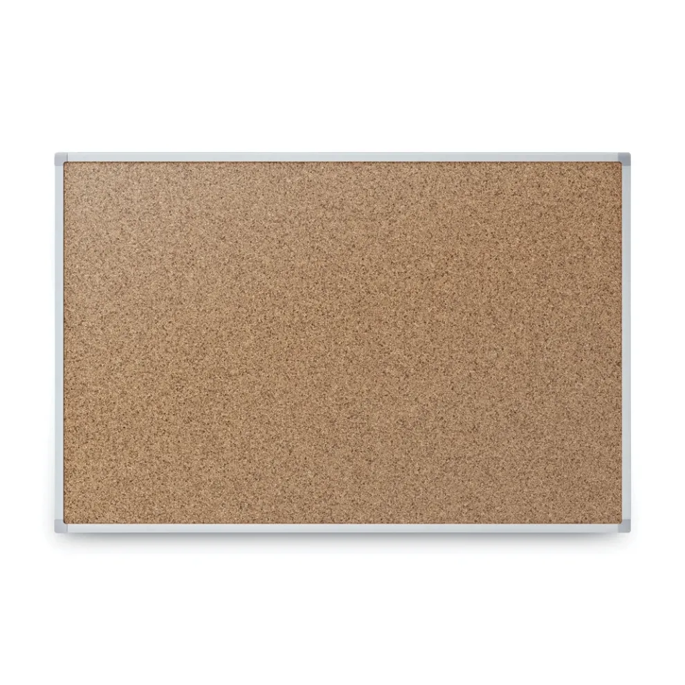 Mead Economy 24 x 18 Cork Board with Aluminum Frame - Tan Surface/Silver Aluminum Frame