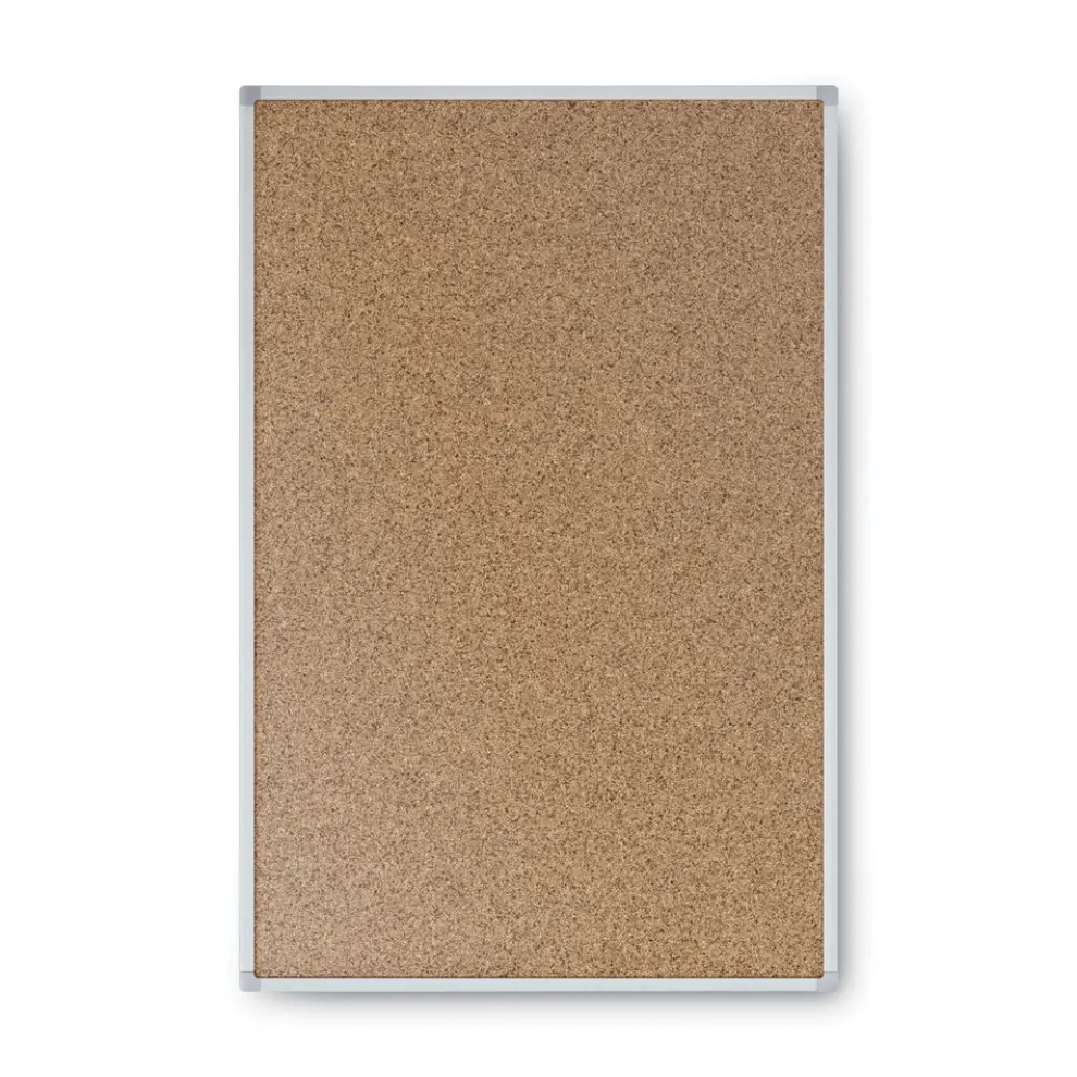 Mead Economy 24 x 18 Cork Board with Aluminum Frame - Tan Surface/Silver Aluminum Frame