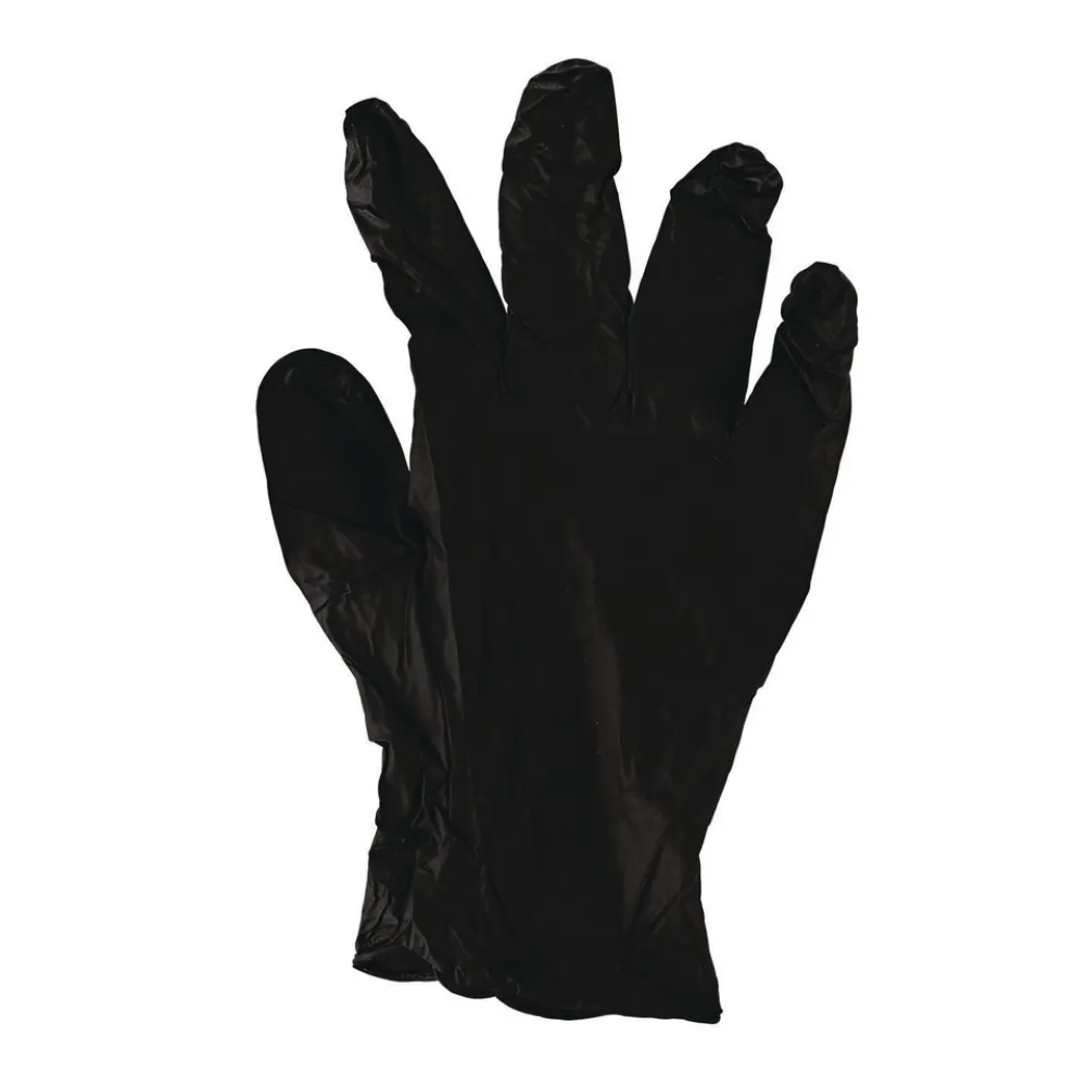 Boardwalk 4.4 mil Disposable General-Purpose Powder-Free Nitrile Gloves - Large, Black (100/Box)
