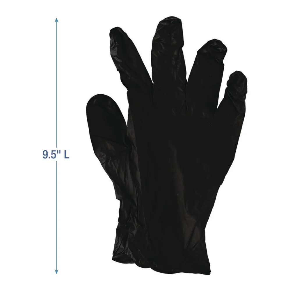 Boardwalk 4.4 mil Disposable General-Purpose Powder-Free Nitrile Gloves - Large, Black (100/Box)