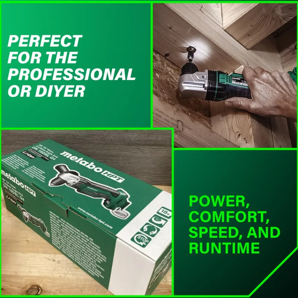 Metabo HPT 18V Lithium-Ion 3/8 in. Cordless Angle Drill (Tool Only)