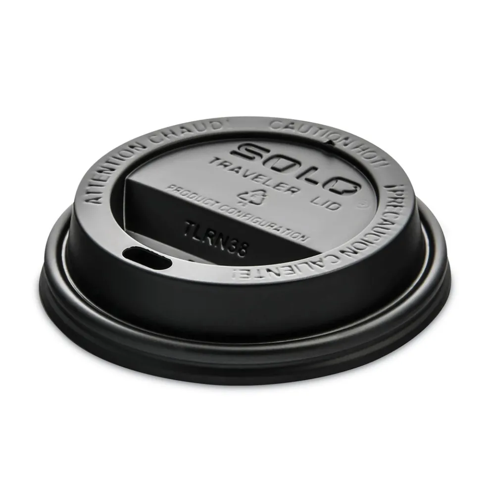 SOLO Traveler Cappuccino Style Dome Lid Fits 8 oz Cups - Black (1000/Carton)
