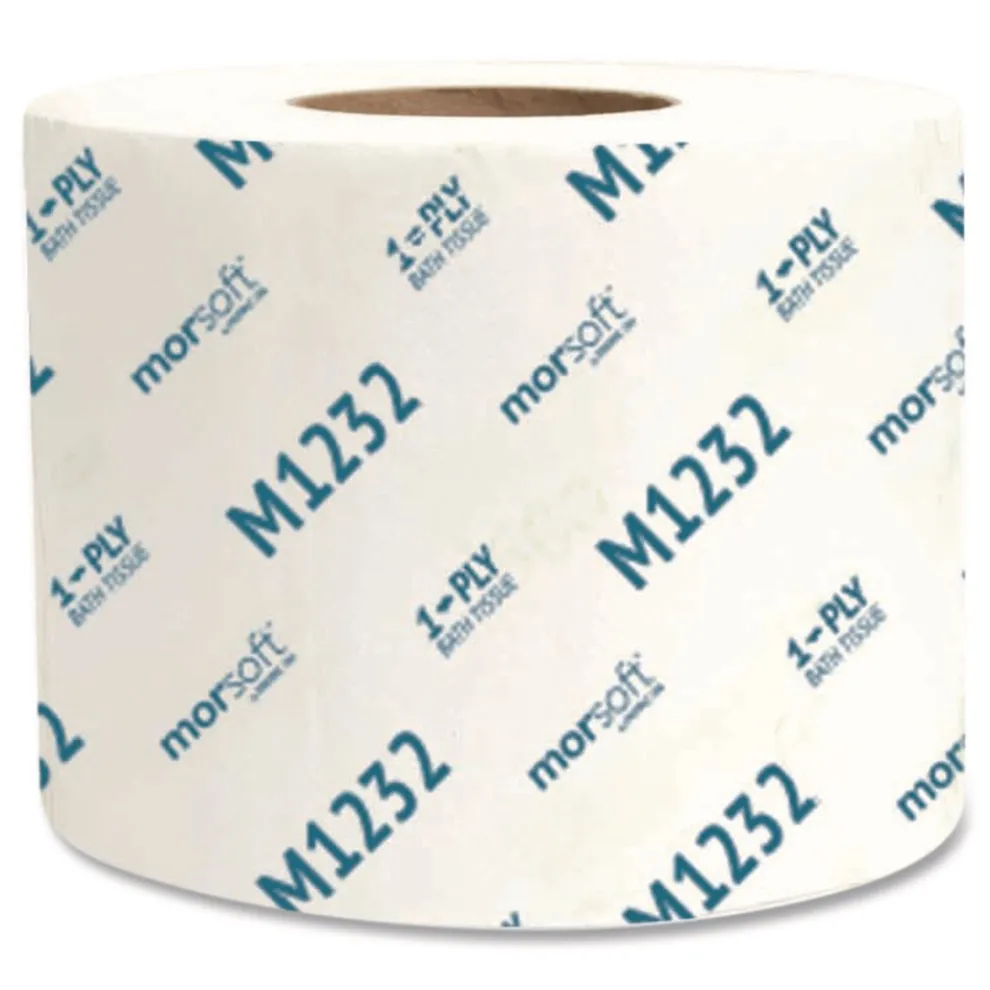 Morcon Paper Morsoft Controlled Bath Tissue, Septic Safe, 1-Ply, White, 1,200 Sheets/Roll, 48 Rolls/Carton