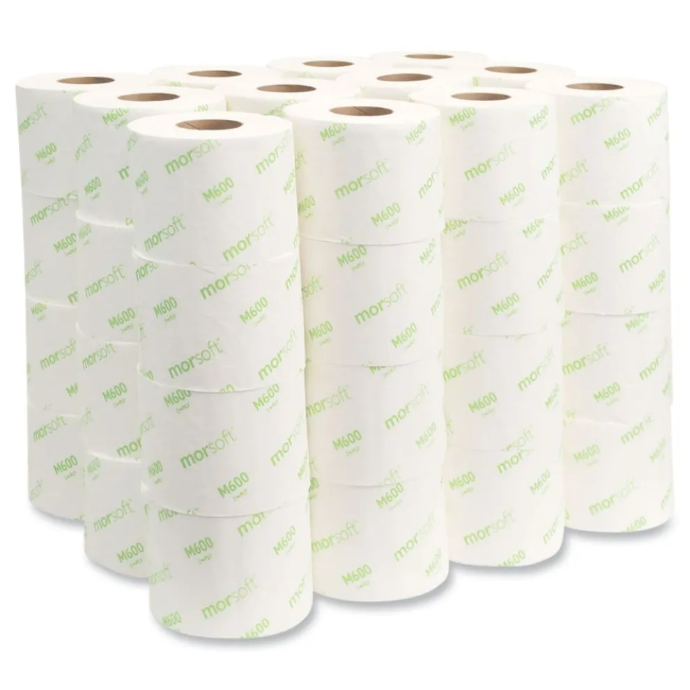 Morcon Paper Morsoft 2-Ply Septic-Safe Controlled Bath Tissue - White (600 Sheets/Roll, 48 Rolls/Carton)