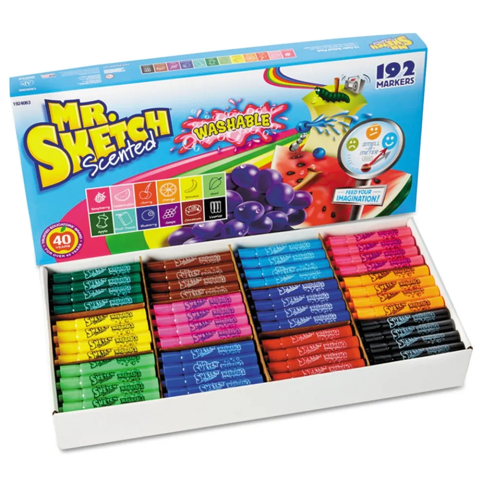 Mr. Sketch Washable Markers with Broad Chisel Tip - Assorted Colors (192/Set)