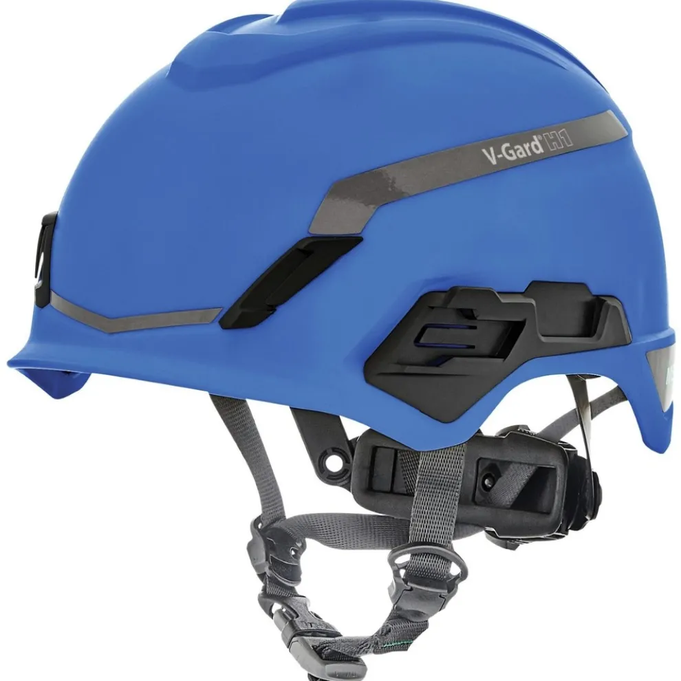 MSA V-Gard H1 Fas-Trac III No-Vent Safety Helmet - Standard, Blue