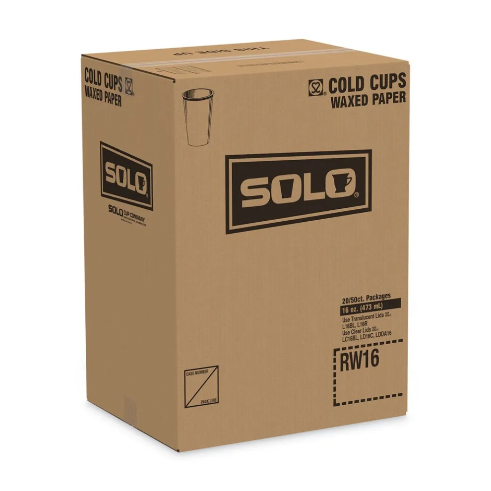 SOLO RW16-J8000 Symphony Eco-Forward 16 oz. Paper Cold Cups - White/Red/Beige (1000/Carton)