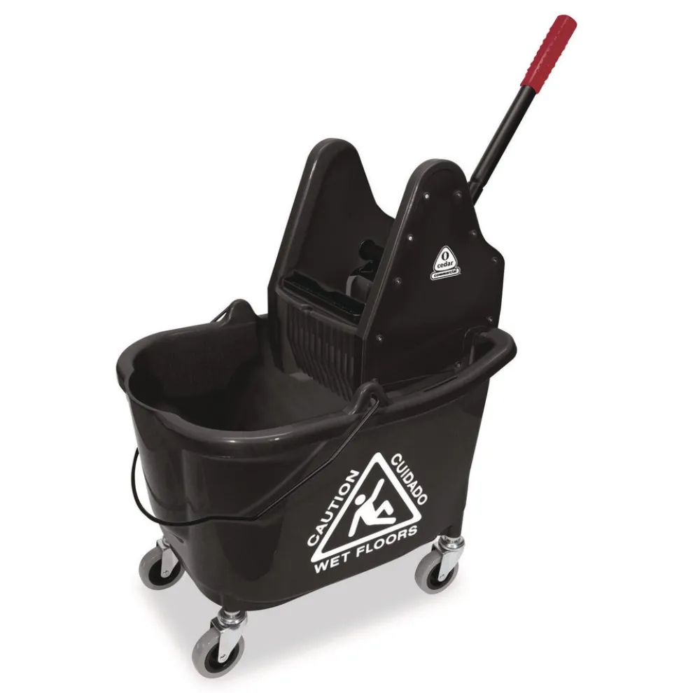 Nexstep Commercial Products Premier Downpress Mop Bucket and Wringer, 35 qt, Black