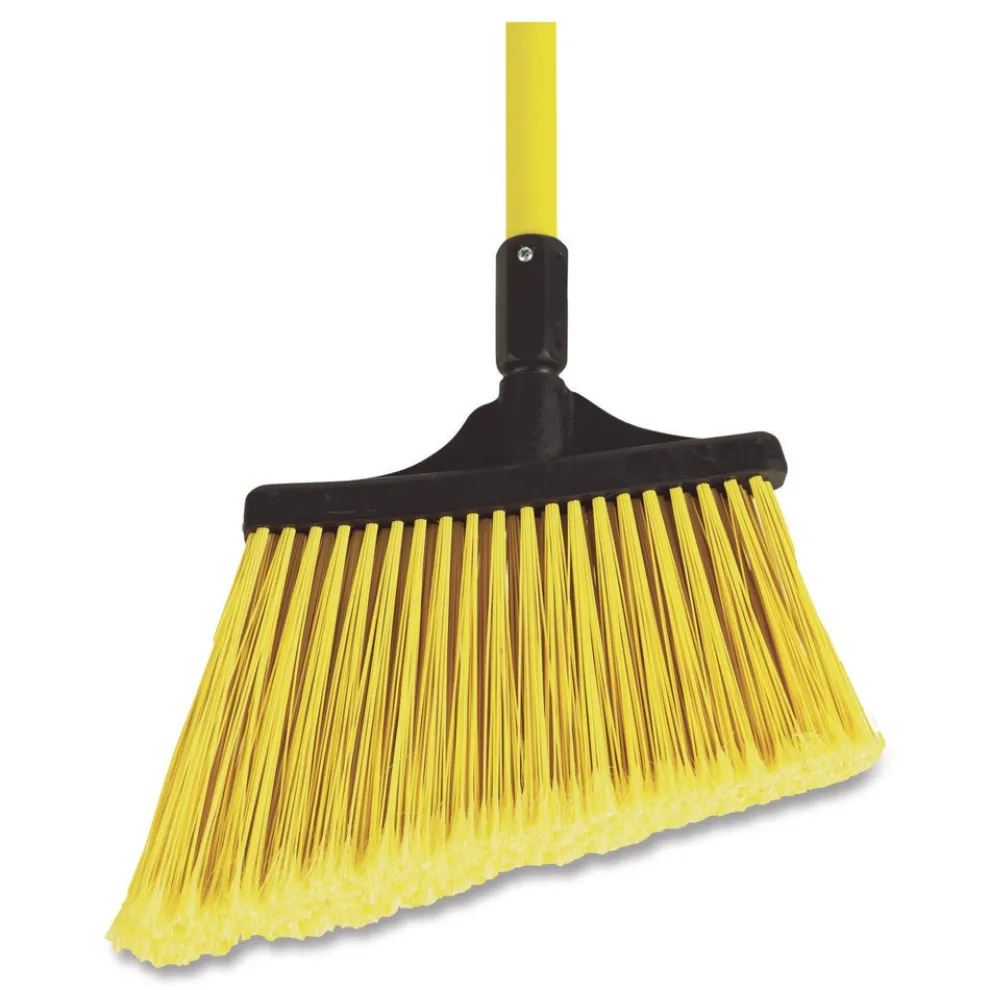 Nexstep Commercial Products MaxiSweep Angle Broom With Fiberglass Handle, 57-in Overall Length, Yellow/Black