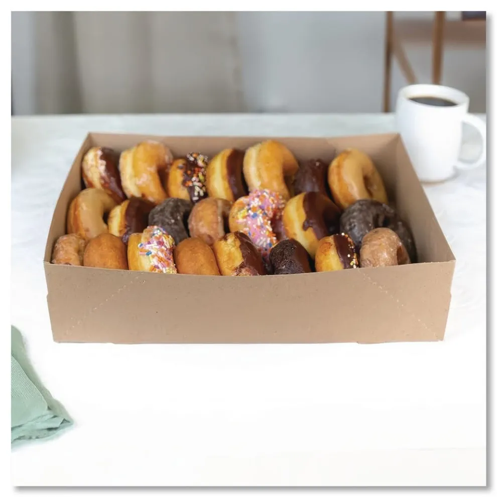 SCT 13.5 in. x 9.88 in. x 3.38 in. Kraft Paper Donut Trays - Brown (150/Carton)