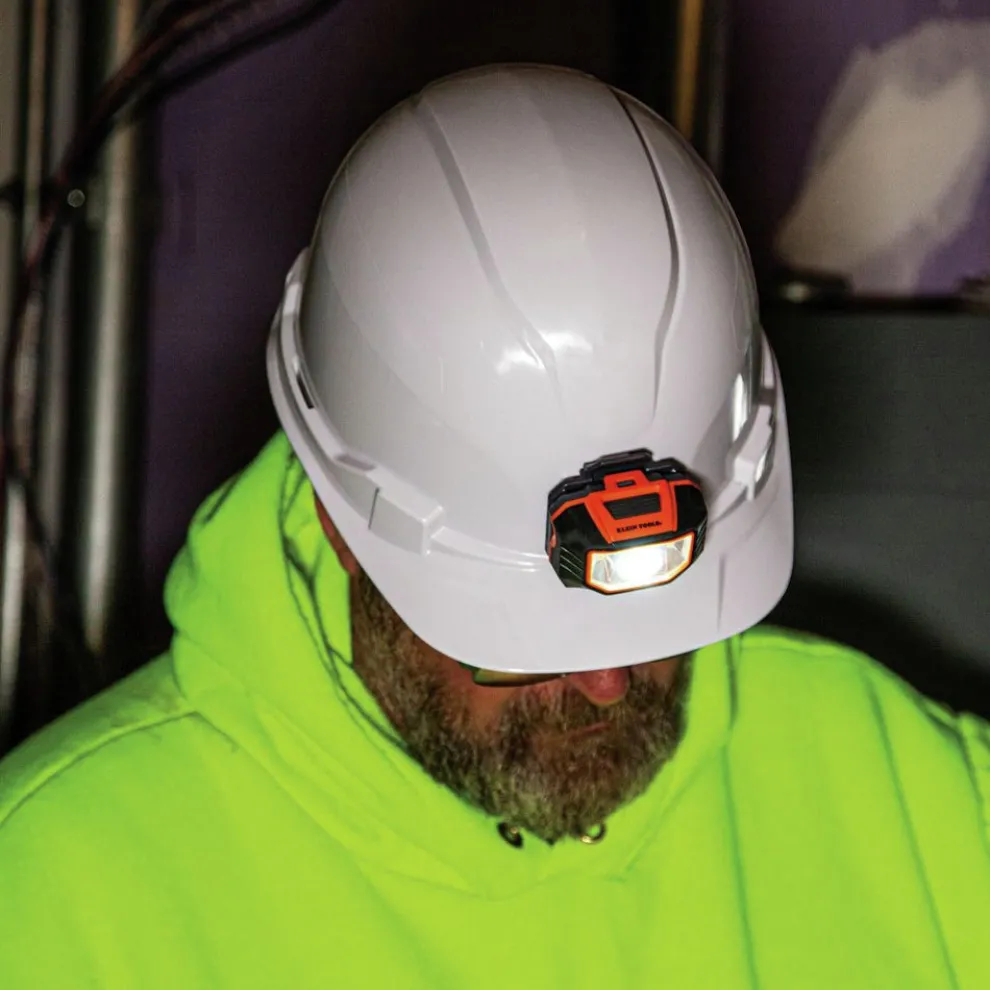 Klein Tools Non-Vented Cap Style Hard Hat with Headlamp - White