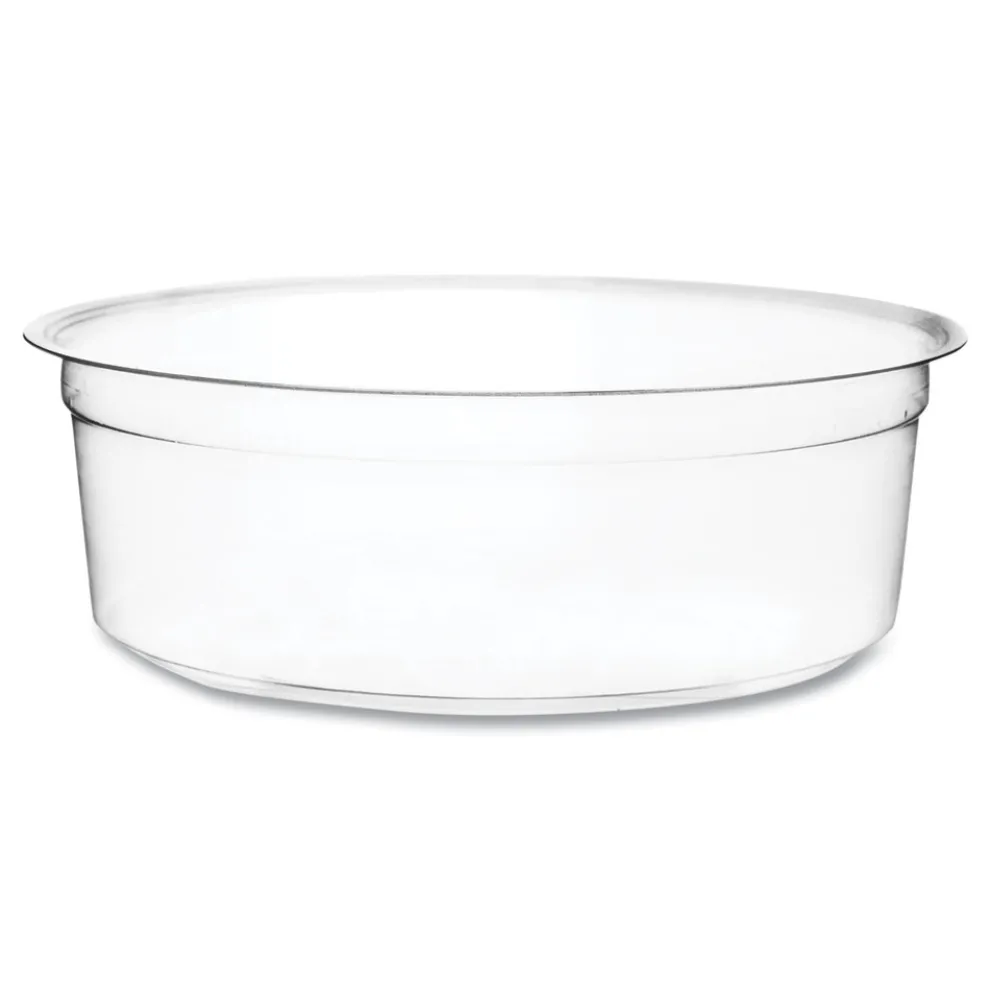 Vegware 4.6 in. x 1.5 in. 8 oz. Compostable Plastic Round Deli Pots - Clear (500/Carton)