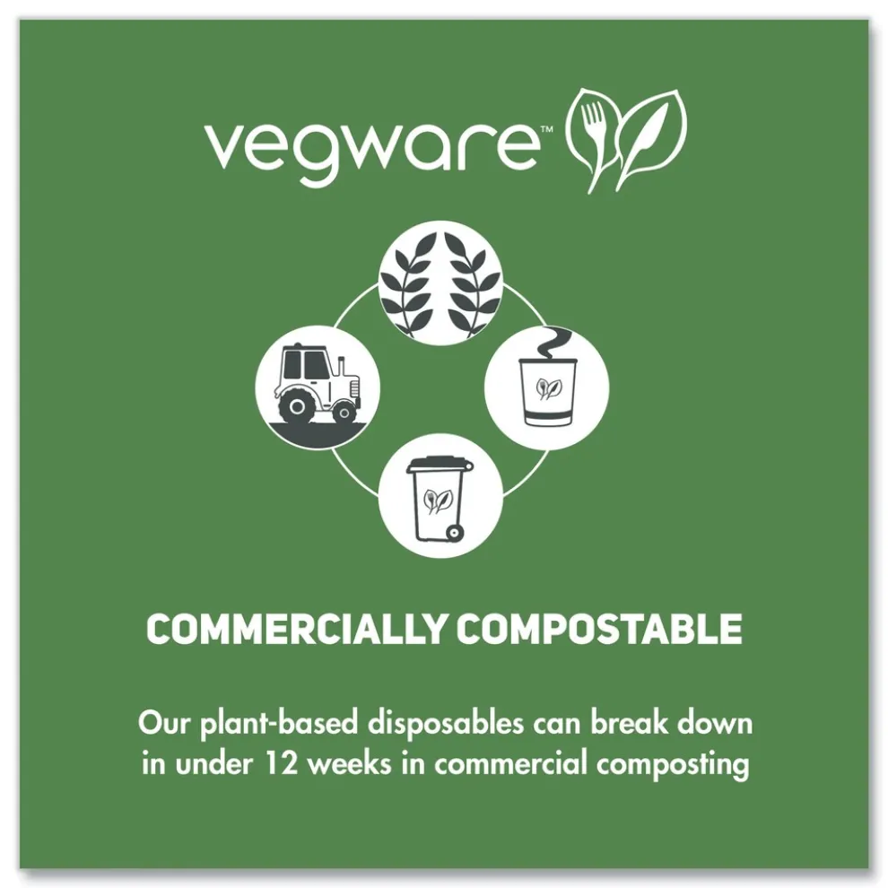 Vegware 4.6 in. x 1.5 in. 8 oz. Compostable Plastic Round Deli Pots - Clear (500/Carton)