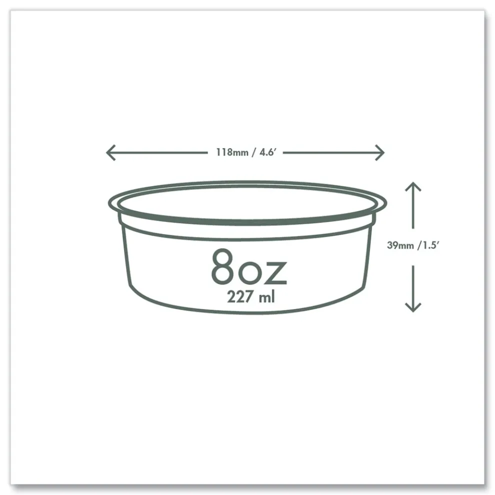 Vegware 4.6 in. x 1.5 in. 8 oz. Compostable Plastic Round Deli Pots - Clear (500/Carton)