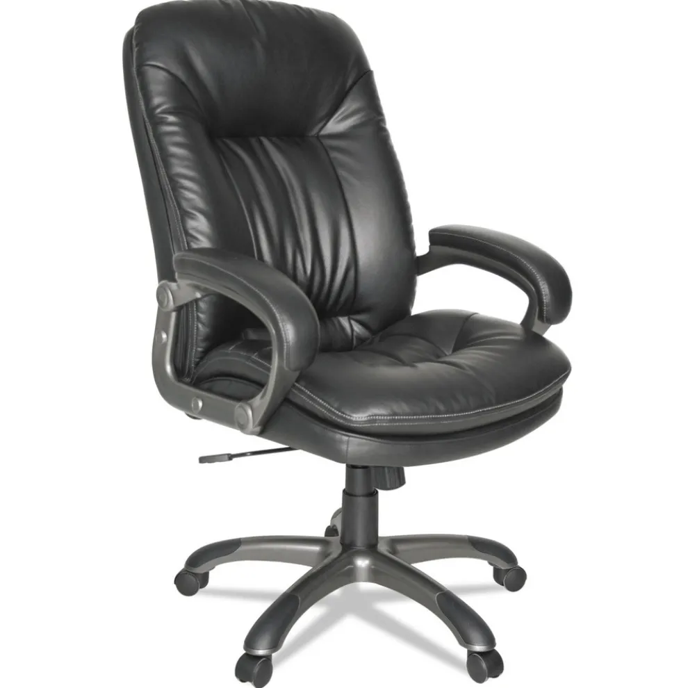 OIF Executive Swivel/Tilt Leather High-Back Chair (Fixed Arched Arms/Black)