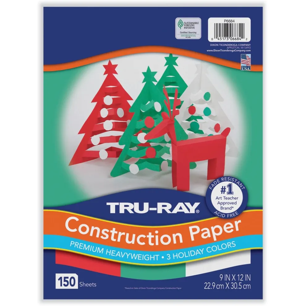 Pacon Tru-Ray 9 x 12 70 lb. Text Weight Construction Paper - Assorted Holiday Colors (150/Pack)
