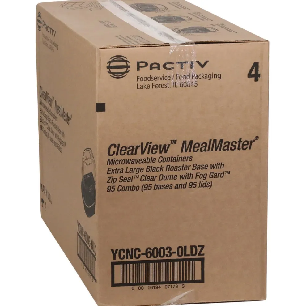 Pactiv Corp. 10.75 in. x 8.5 in. x 4.25 in. ClearView MealMaster Chicken Roaster - Black/Clear (95/Carton)