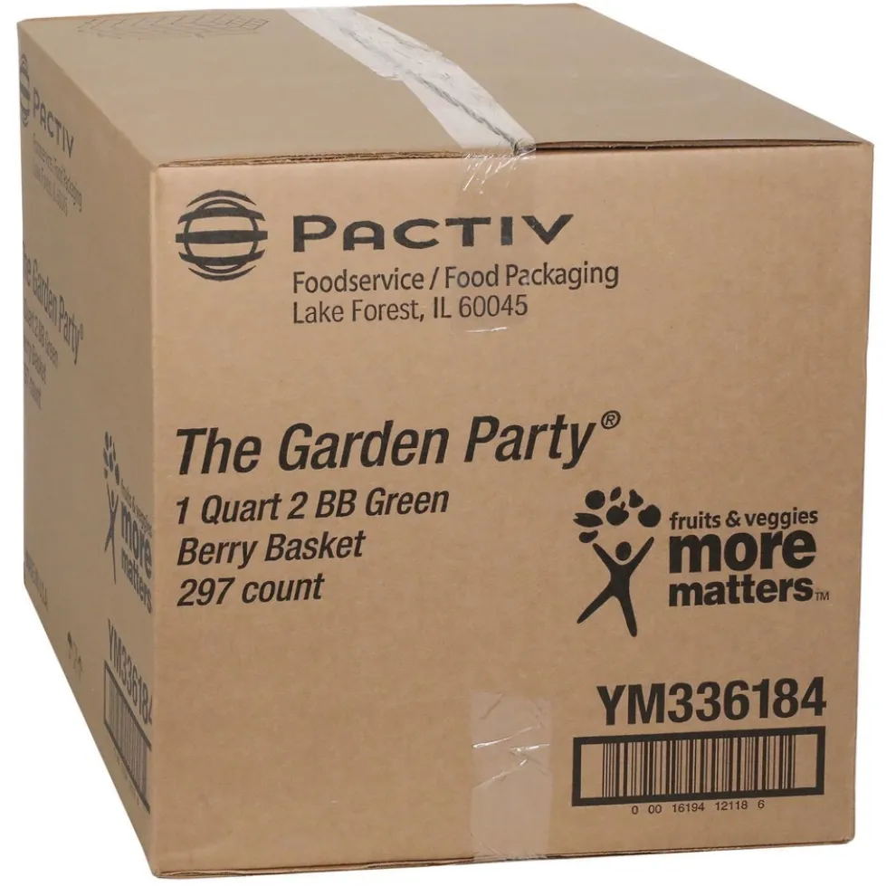Pactiv Corp. 5.5 in. x 5.5 in. x 3.25 in. Quart Berigard Molded Fiber Berry Basket - Green (297/Carton)