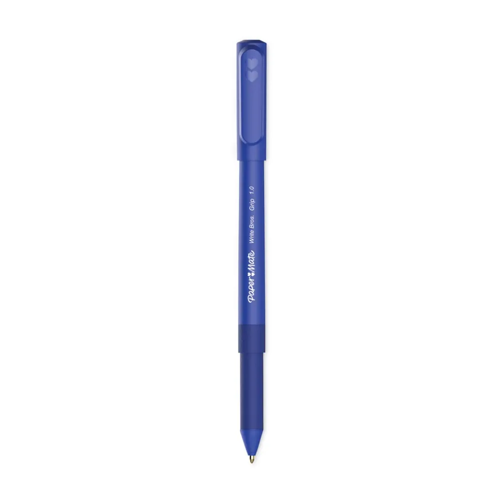 Paper Mate Medium 1 mm Write Bros. Stick Grip Ballpoint Pen - Blue Ink/Barrel (1-Dozen)