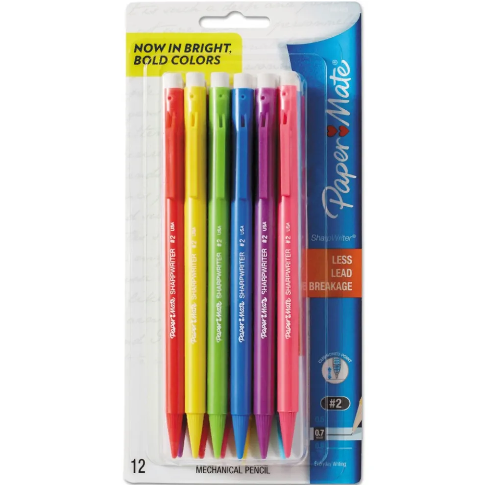 Paper Mate SharpWriter 0.7 millimeter Mechanical Pencil - Black Lead/Assorted Barrel Colors (12/Pack)