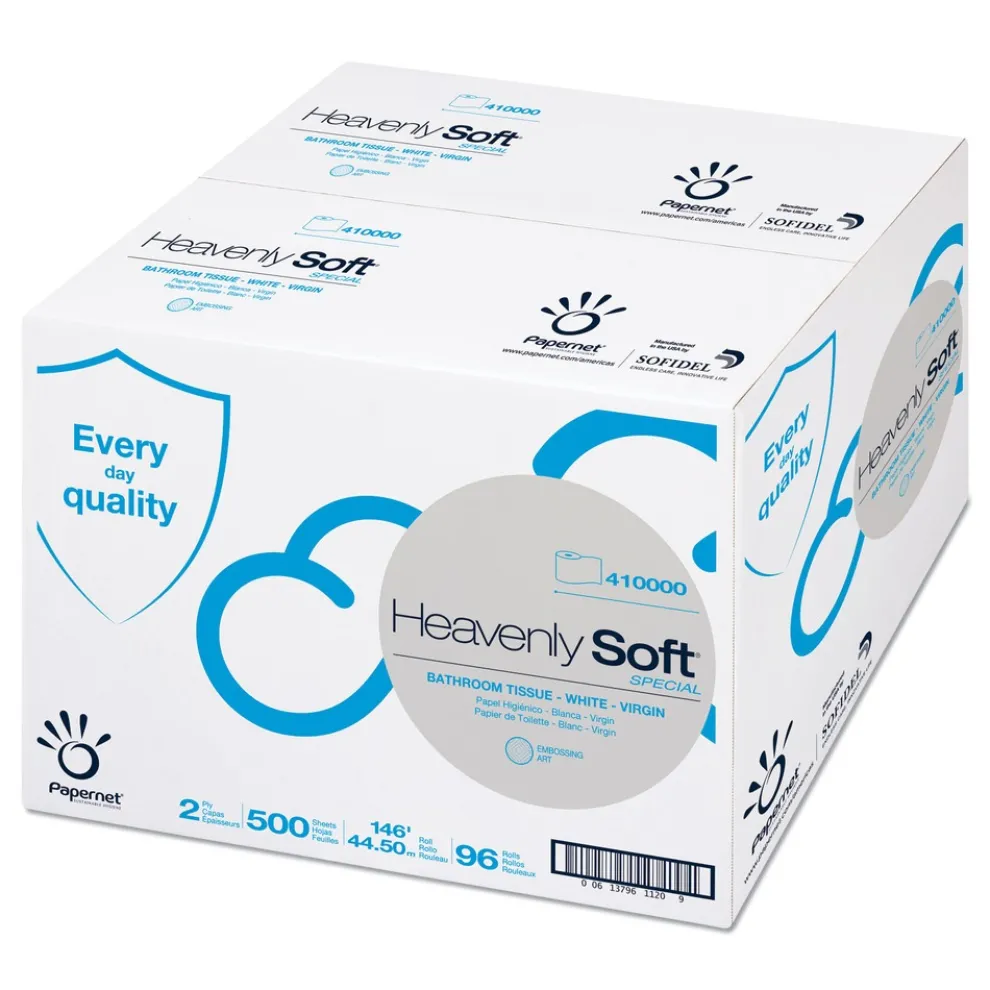 Papernet Heavenly Soft Toilet Tissue Septic Safe 2-Ply White 3.5-in x 146 ft 500 Sheets/Roll 96 Rolls/Carton