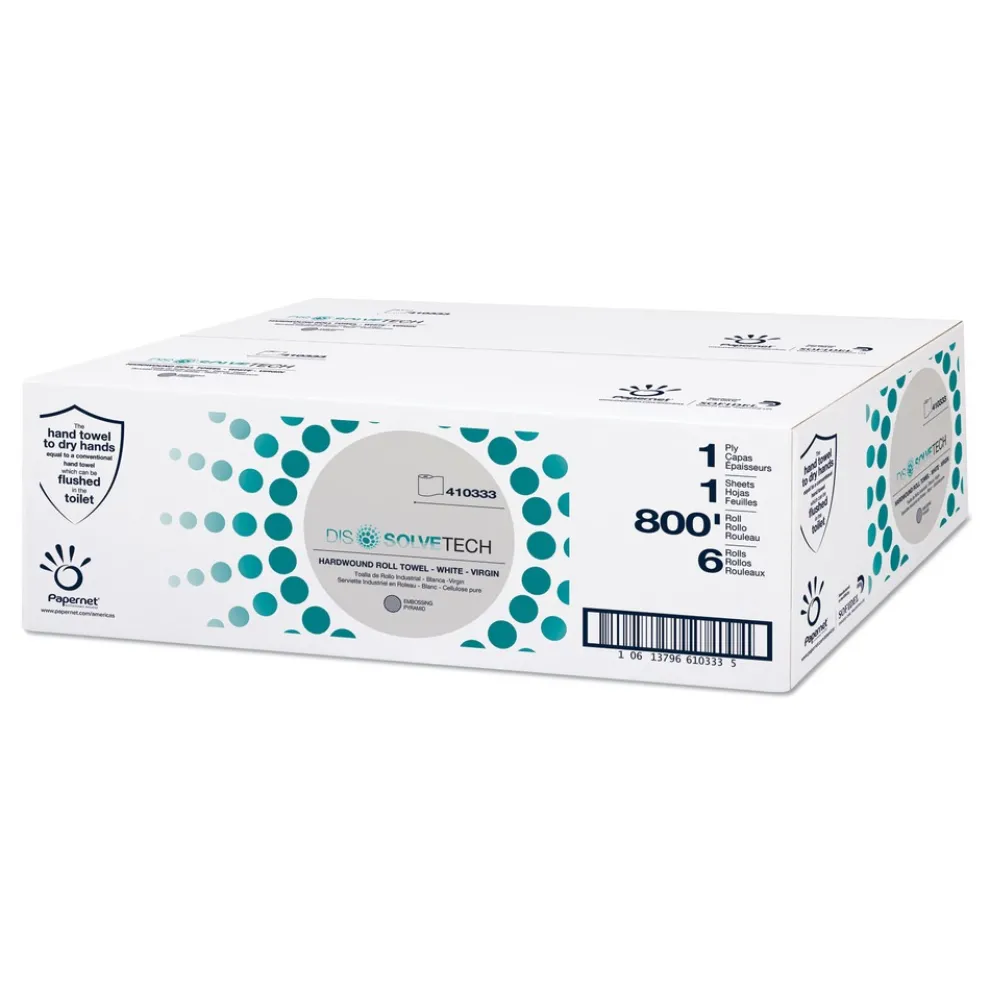 Papernet 1-Ply 7.8 in. x 800 ft. DissolveTech Paper Towel - White (6/Carton)