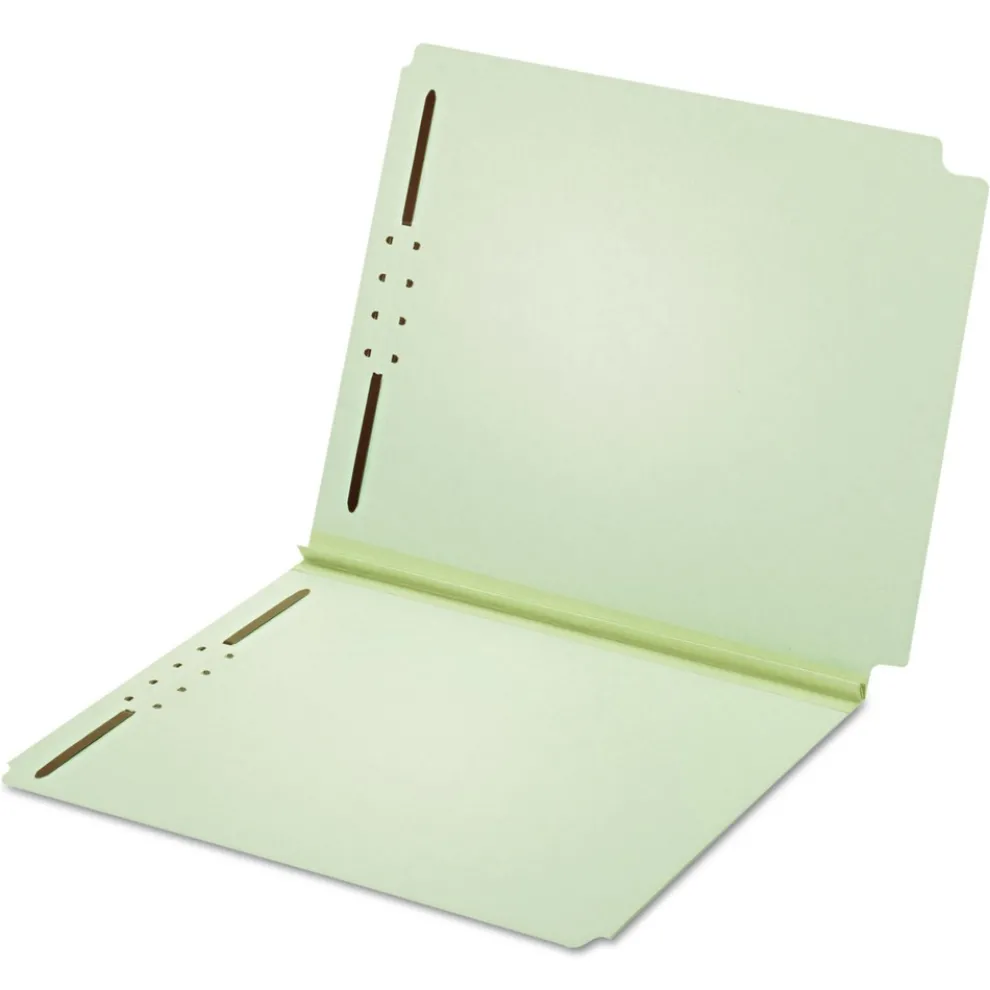 Pendaflex 2 in. Expansion 2 Fasteners Letter Size Dual-Tab Pressboard Fastener Folder - Light Green Exterior (25/Box)