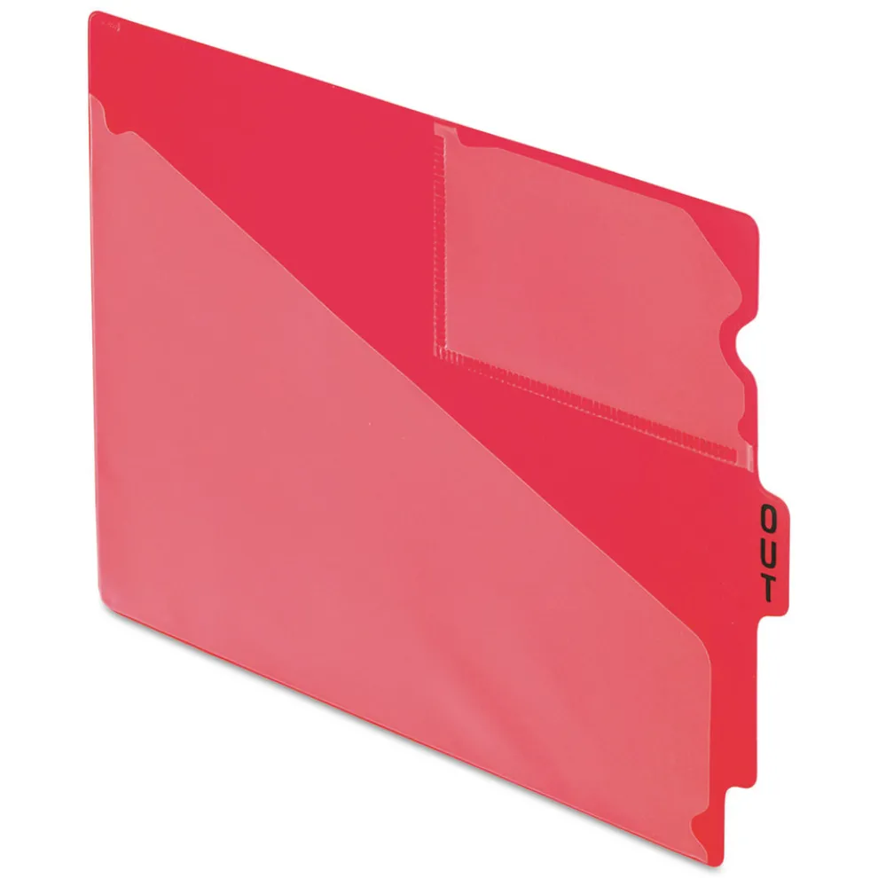 Pendaflex 1/3-Cut Center Position Letter Size Colored Poly End Tab Out Guides - Red (50/Box)