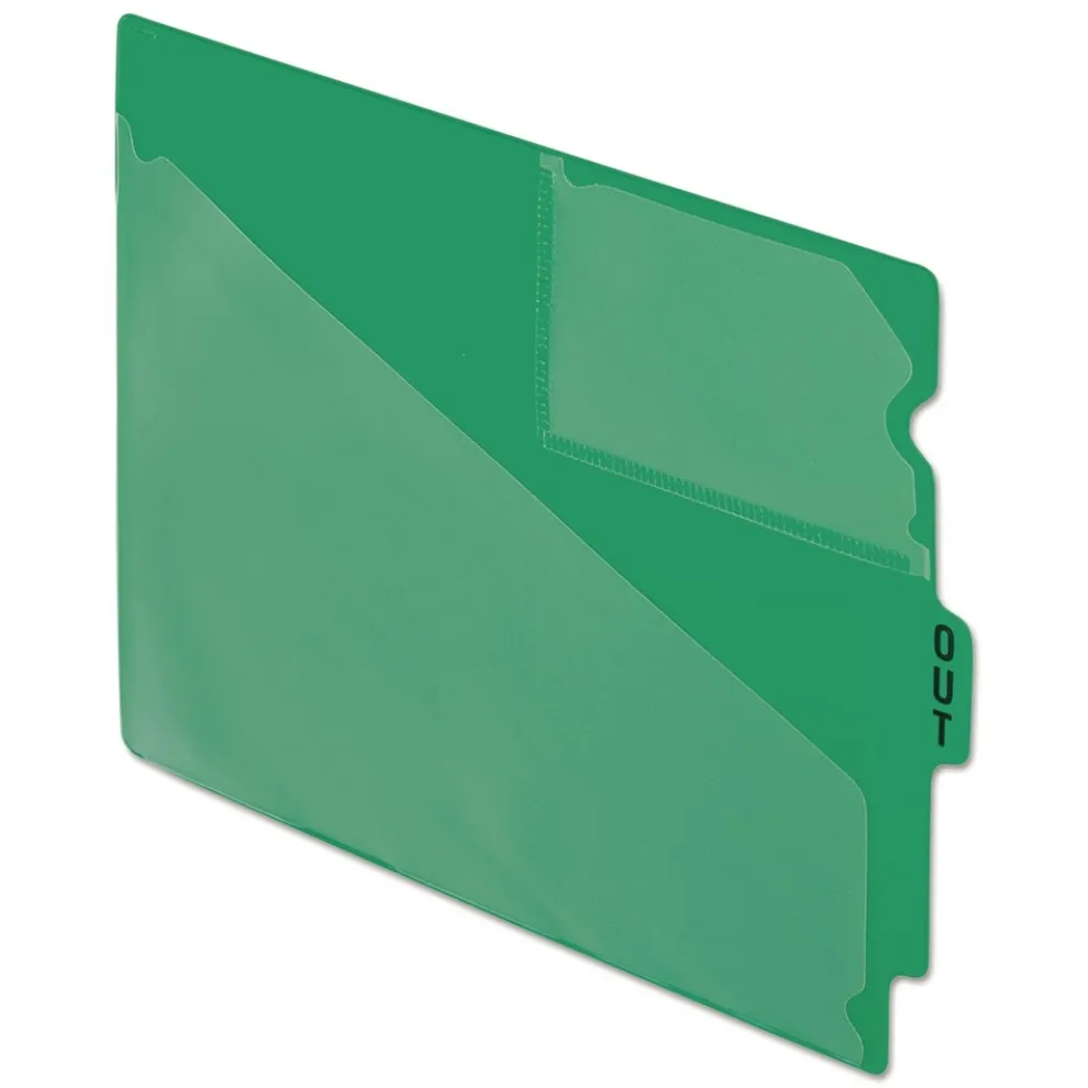 Pendaflex 1/3-Cut Center Position Letter Size Colored Poly End Tab Out Guides - Green (50/Box)