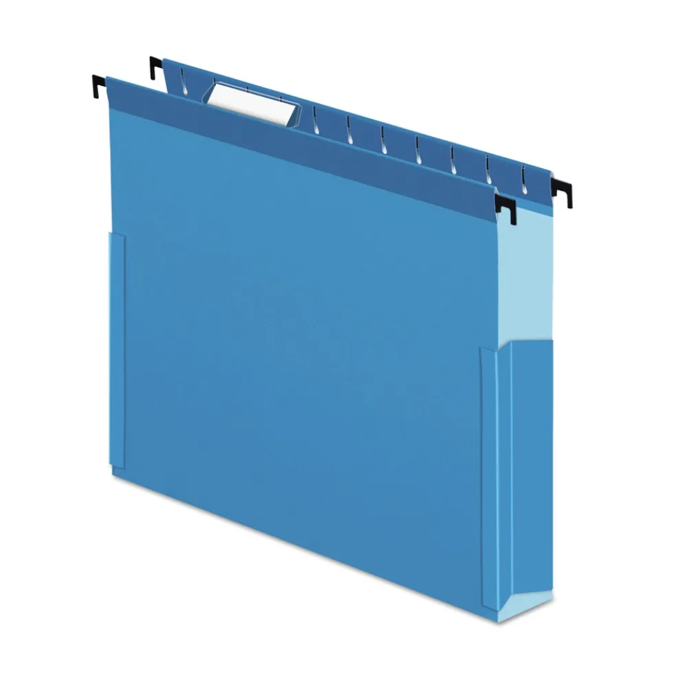 Pendaflex 1/5-Cut Tabs 3 in. Capacity 1 Section Letter Size SureHook Reinforced Extra-Capacity Hanging Box File - Blue (25/Box)